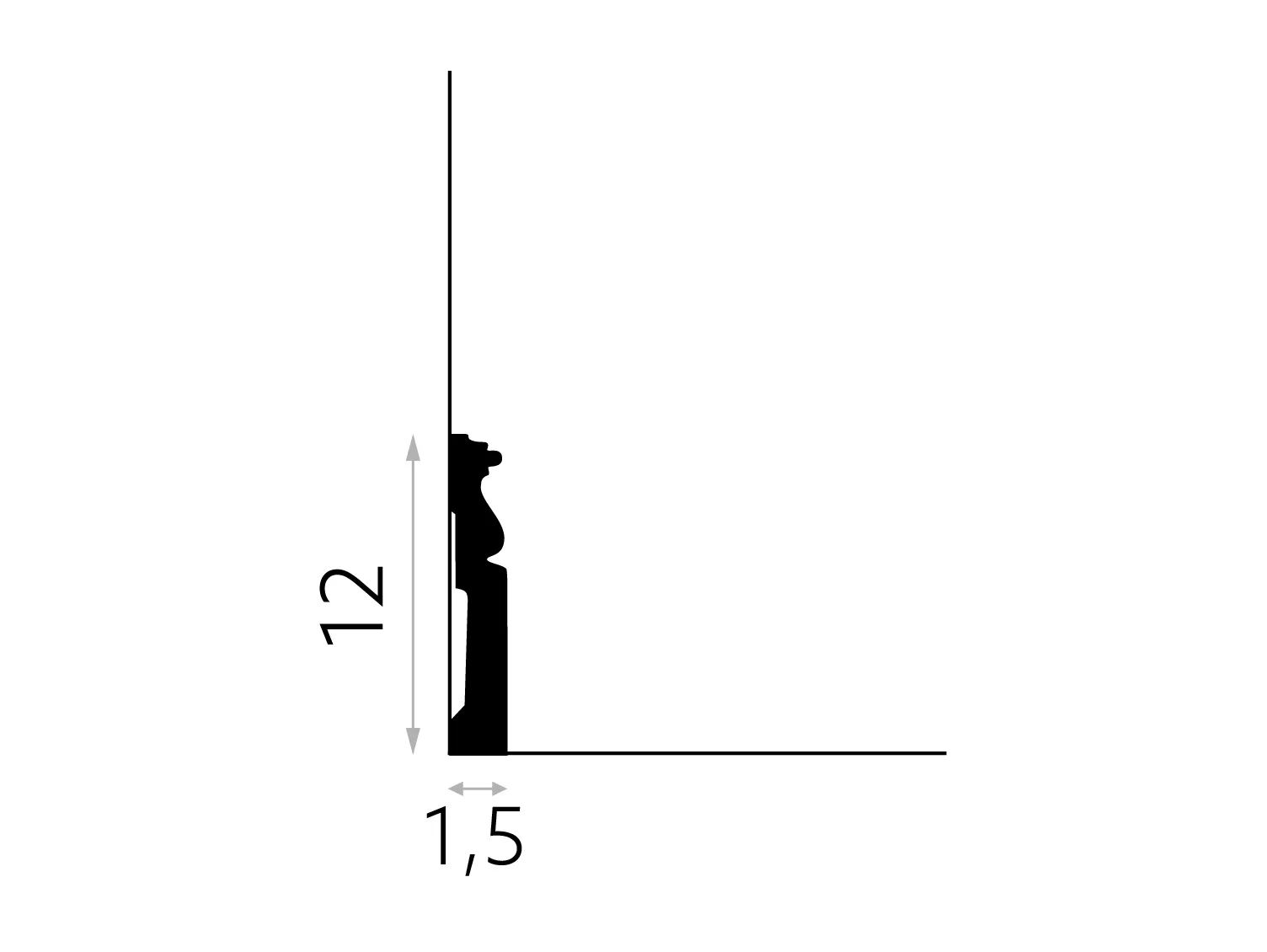 Listwa przypodłogowa MD095 biała wym. 200 x 1.5 x 12 cm, z PolyForce