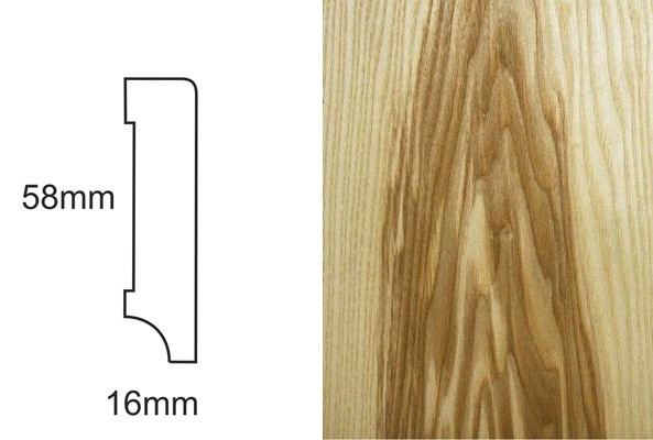 Listwa przypodłogowa fornirowana lakierowana CP58 (240 cm x 5,8 cm x 1,6 cm) jesion ciemny