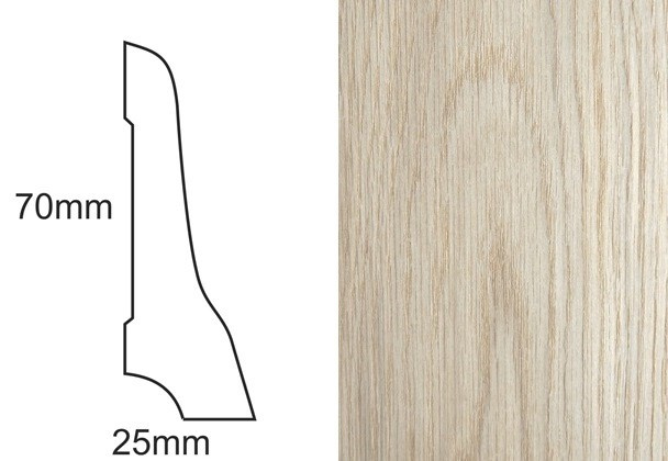 Listwa przypodłogowa fornirowana nielakierowana LP70 (240 cm x 70 mm x 25 mm) dąb