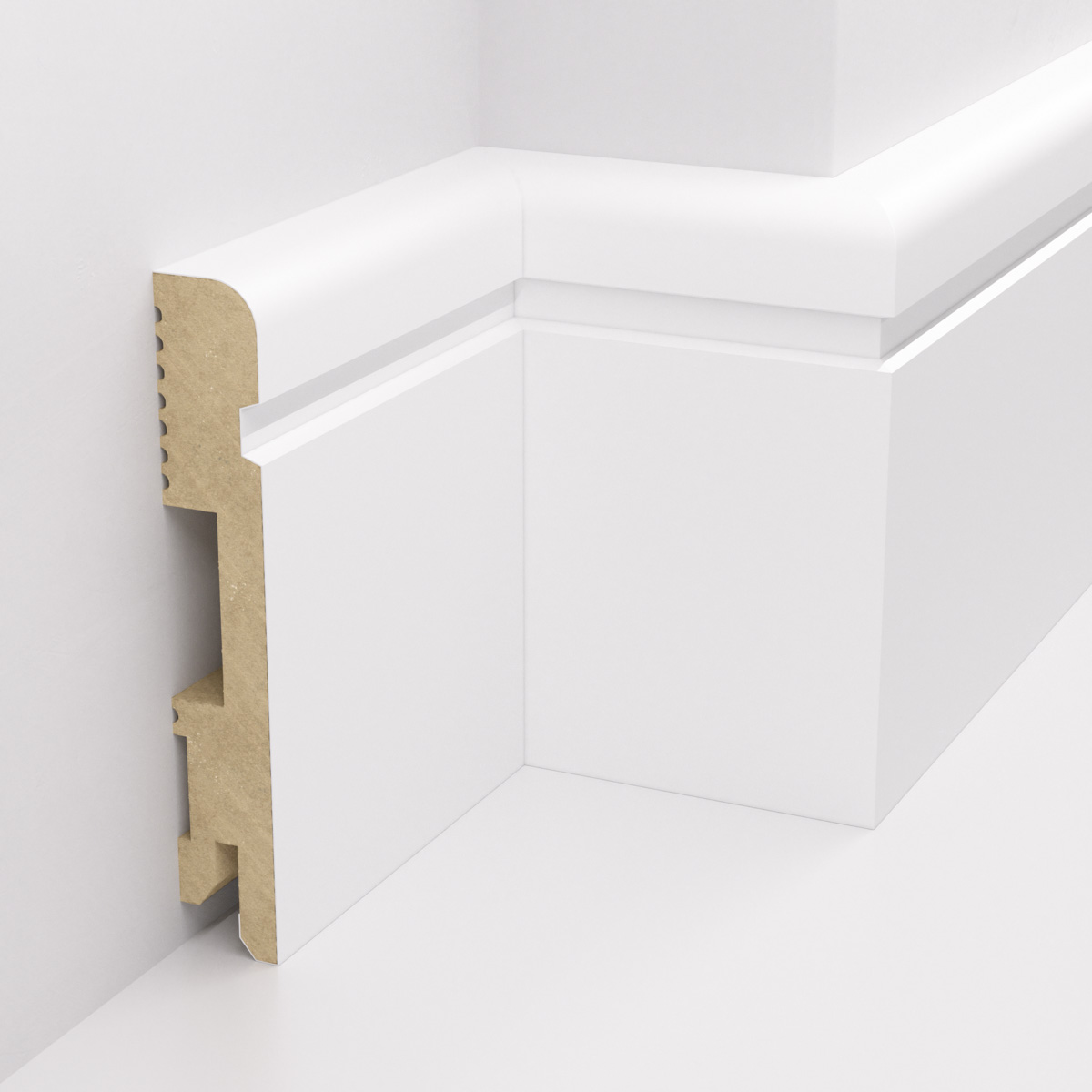 PRÓBKA 20 CM - Listwa przypodłogowa MDF lakierowana biała FOGE - LB2 10cm