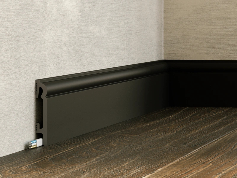 PRÓBKA 20 cm - Listwa przypodłogowa Premium Floor Durofit PF082B czarna RAL 9004 8 cm
