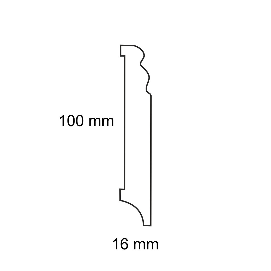 Listwa przypodłogowa MDF Plus Wzór F7 (262 cm x 10 cm x 1,6 cm) biała, wilgocioodporna, lakier półmatowy RAL 9003