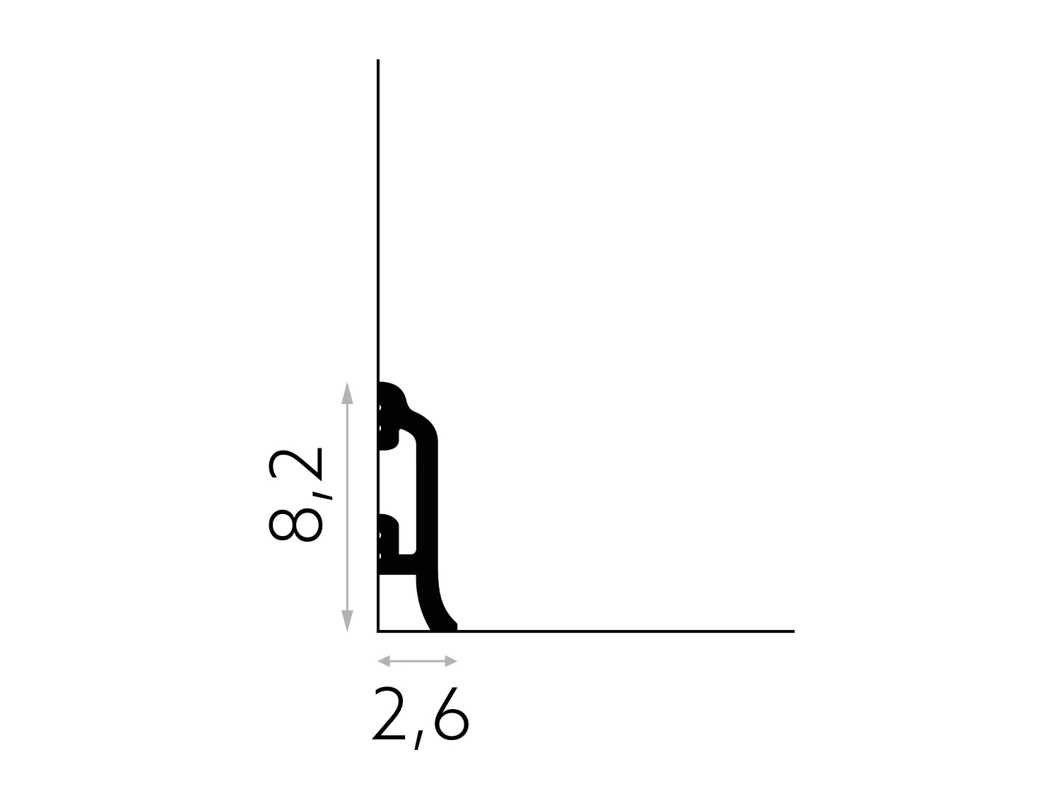 Listwa przypodłogowa Premium MD8300P biała wym. 200 x 2.6 x 8.2 cm, z PolyForce