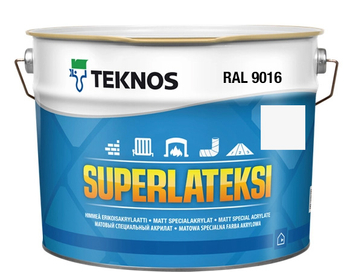 Teknos Superlateksi, matowa farba do boazerii, listew i sztukaterii, pojemność 0,9 L, kolor biały RAL9016