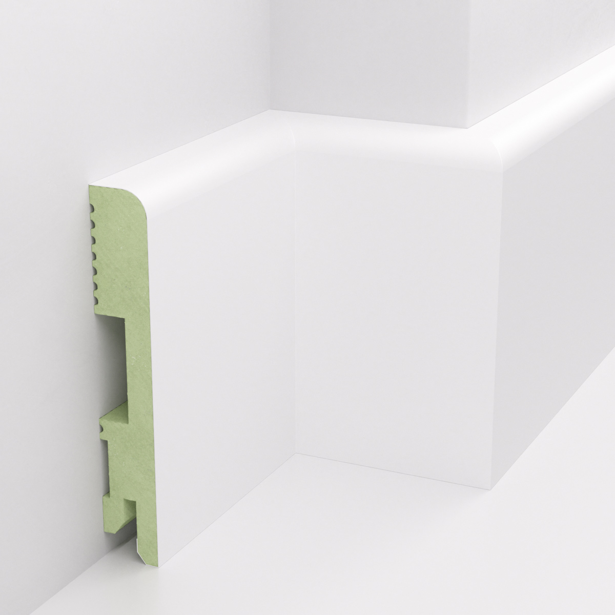 PRÓBKA 20 CM - Listwa przypodłogowa lakierowana biała, MDF wilgocioodporny, FOGE LB1 - 10cm