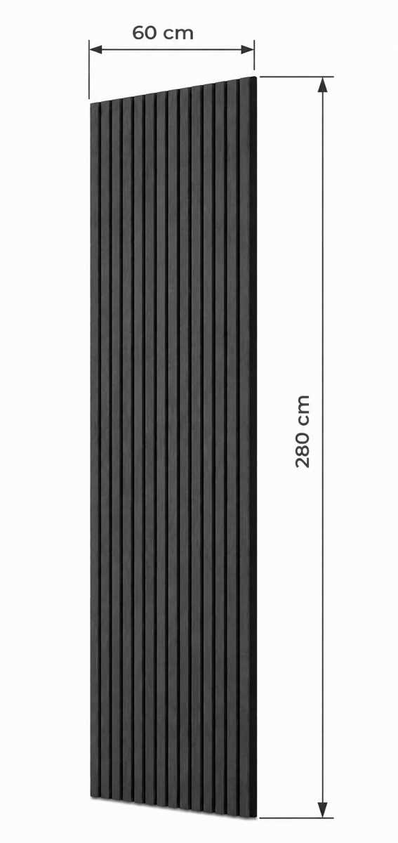 Lamele Fornirowane na filcu akustycznym - Dąb Czarny 60 x 280 cm