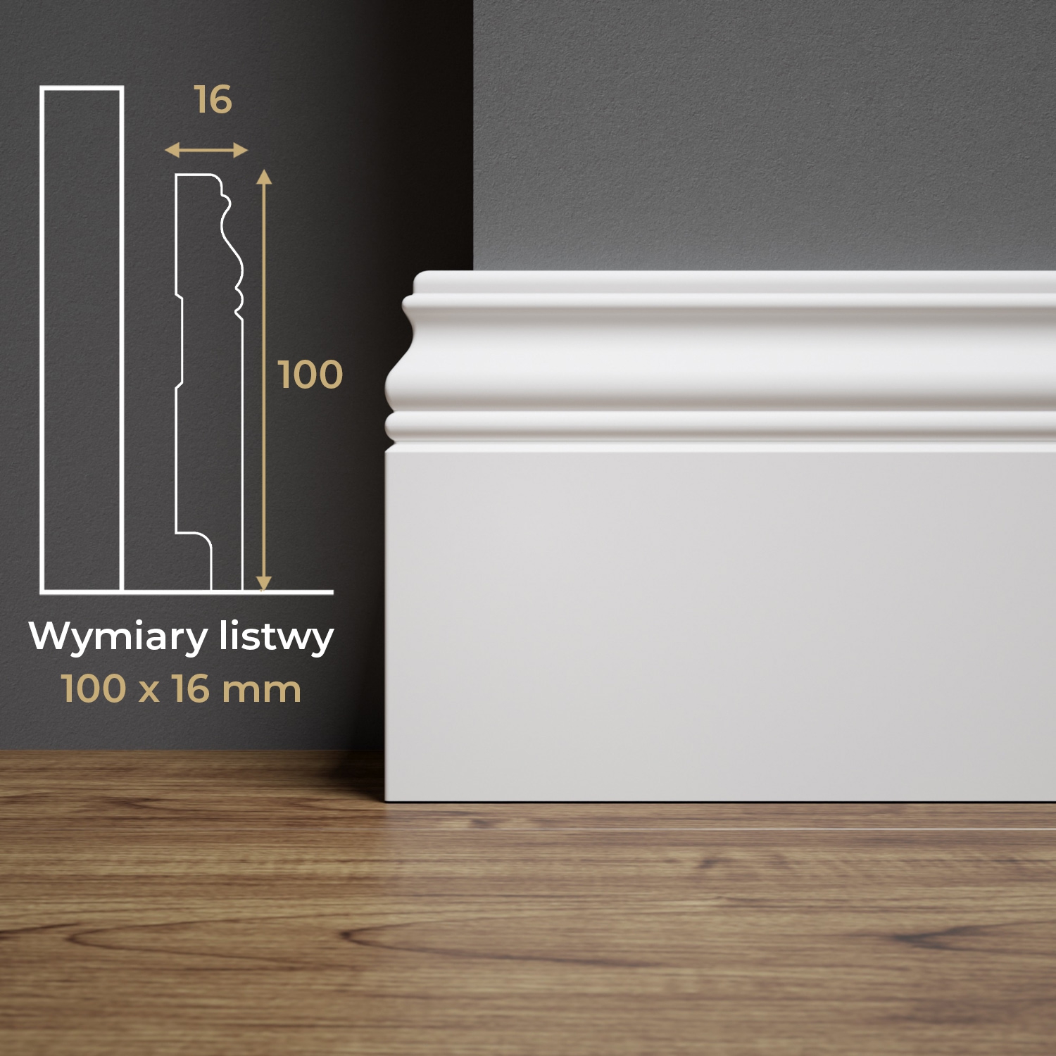 Listwa przypodłogowa MDF lakierowana biała z wodoodporną powłoką ALEXA 10cm