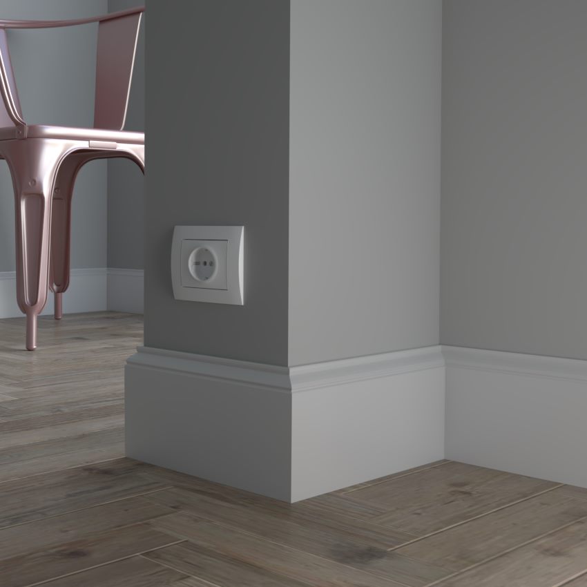 Listwa przypodłogowa drewniana lakierowana PW90 (220 cm x 9 cm x 1,6 cm) iglaste białe