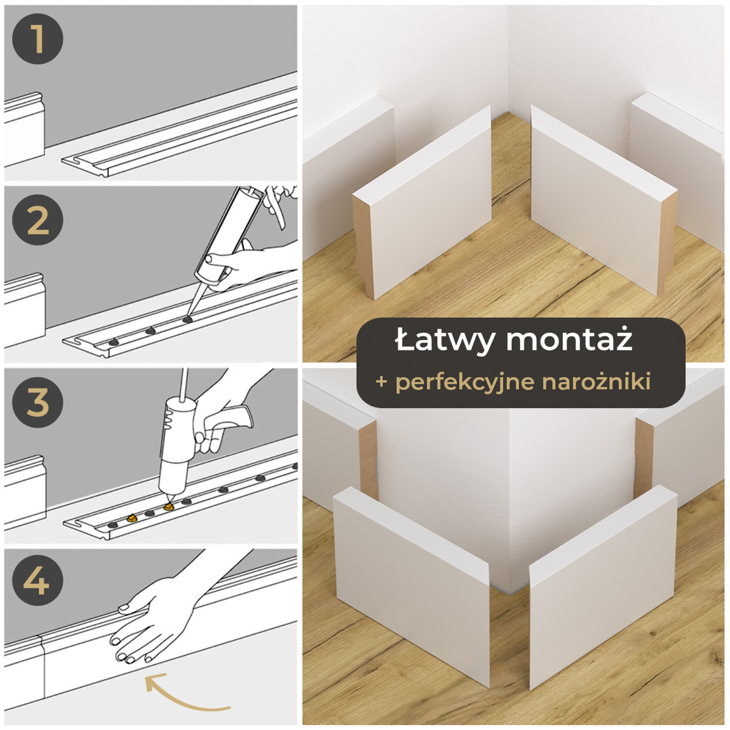 Listwa przypodłogowa MDF lakierowana biała z wodoodporną powłoką PRIMA 6cm