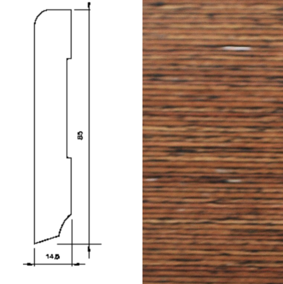 Drewniana listwa przypodłogowa lakierowana 95/15 (240 cm x 9,5 cm x 1,5 cm) Wenge