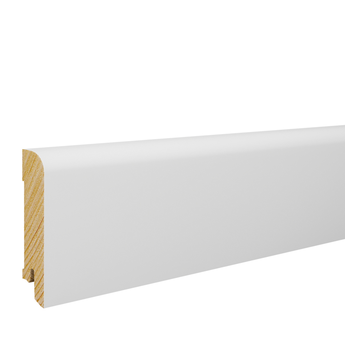 Listwa przypodłogowa świerkowa Premium 70x15 mm – biała, powłoka Polyblend