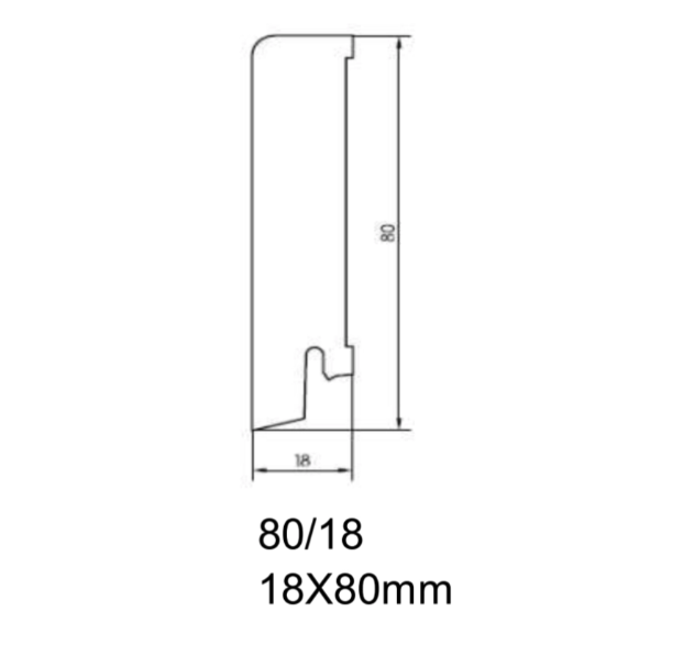 Drewniana listwa przypodłogowa olejowana 80/18 (240 cm x 8 cm x 1,8 cm) Jesion Biały olej