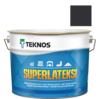Teknos Superlateksi, matowa farba do boazerii i listew, pojemność 0,9 L, kolor czarno-szary RAL7021