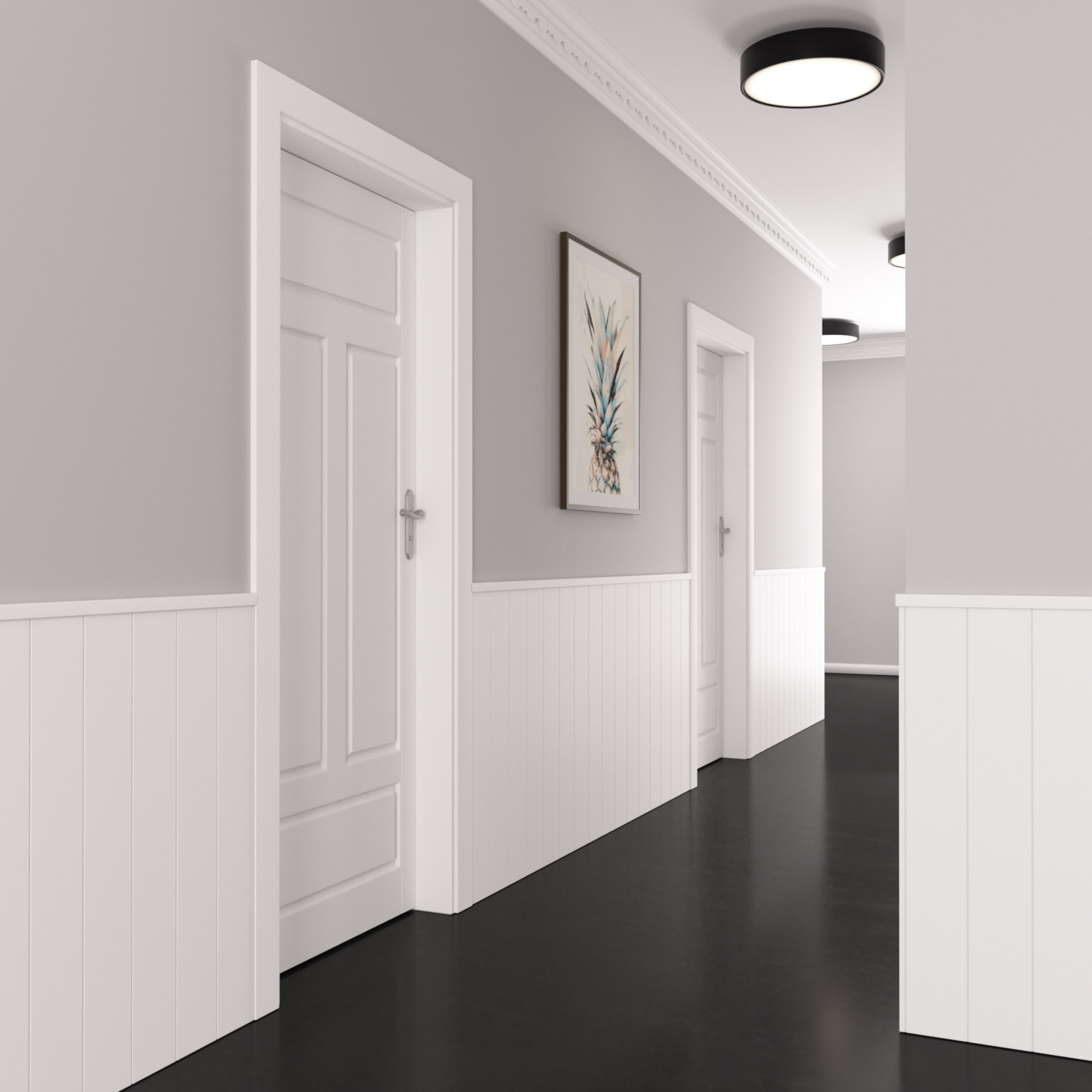 Nowoczesna boazeria ścienna MDF lakierowana – styl angielski - zestaw listew - długość 225 cm / wysokość 83 cm (model Nova Slim)