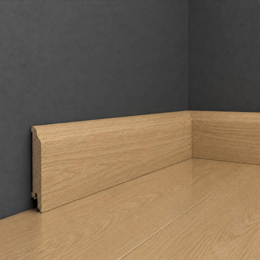 Listwa przypodłogowa drewniana 80x15 mm - dąb europejski lakierowany