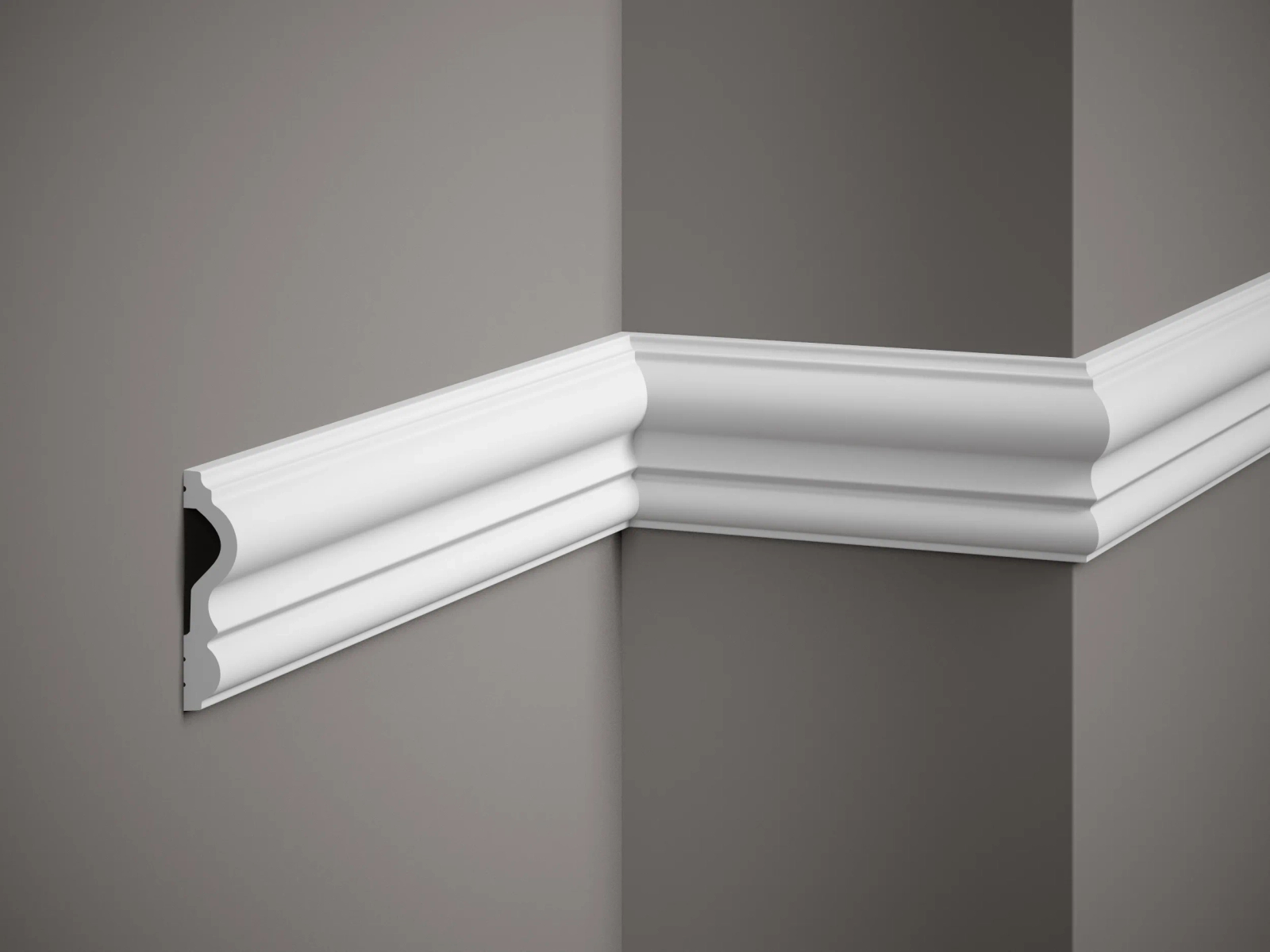 Listwa ścienna biała MD338 wym. 200 x 2.1 x 8 cm, z PolyForce