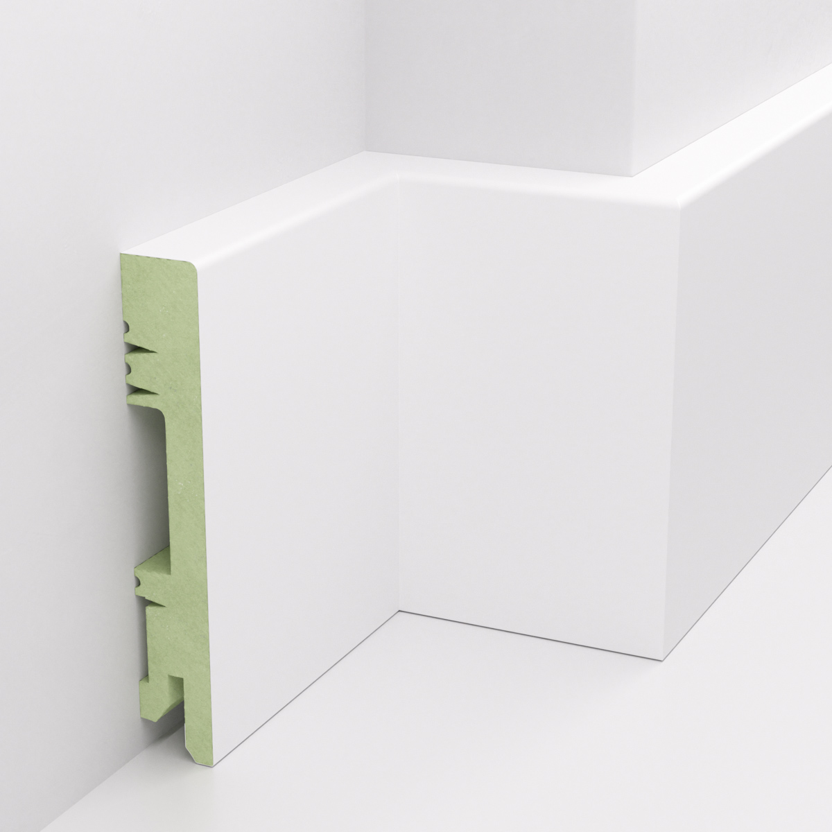 PRÓBKA 20 CM - Listwa przypodłogowa lakierowana biała, MDF wilgocioodporny, DUO 10cm