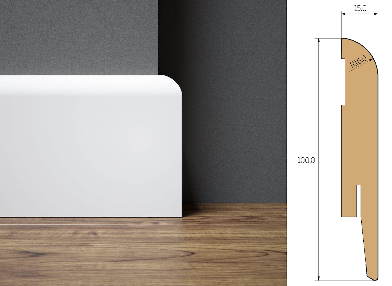 Listwa przypodłogowa MDF OTTO, Biała Premium, 10cm