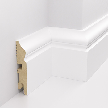 Listwa przypodłogowa MDF lakierowana biała ozdobnie frezowana FOGE LB3 - 8cm