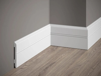 Listwa przypodłogowa MD354 biała wym. 200 x 1.1 x 10.7 cm, z PolyForce