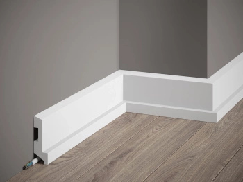 Listwa przypodłogowa Premium MD024P biała wym. 200 x 2.7 x 8 cm, z PolyForce